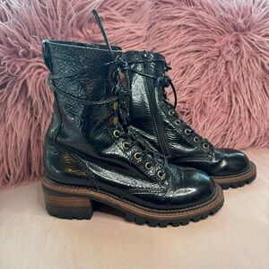 Jeffrey Campbell Black Patent Combat Boots Size 6